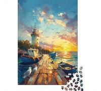 Sunset Serenity by The Dock 1000-Piece Jigsaw Puzzle for Adults, 38x26cm/1000pcs, Low-dust White Pieces for Sorting; Tabletop Entertainment at Home