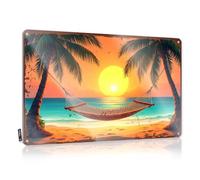 Sunset Serenity: Hammock Bliss Between Palm Trees Plaque Boys Bedroom Decorations | Sarcastic Decor Decorative Wall Art(30X40CM)