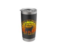 Sunset Silhouette Art, Easily Distracted By Cats Stainless Steel Insulated Tumbler