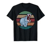 Sunset Silhouette Hippos Lover Gift Vintage Retro Hippo T-Shirt