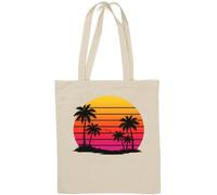 Sunset Silhouette of Tropical Palm Trees Natural Cotton Tote Bag White