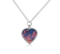 Sunset Sky Scattered Clouds Pet Ash Necklace Keepsake Heart Pendant Memorial Jewelry Necklaces