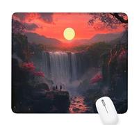 Sunset Small Mouse Mat 12.60×10.24×0.12 inch,2026 New Year Gaming Mousepad Fall Mini Desk Pad with Non-Slip Base and Stitched Edge,for Wireless Mouse,Laptop,Office Home,Washable,Roll-up,Gift Men D-384