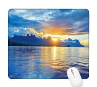 Sunset Small Mouse Mat 9.45×7.87×0.12 in,2026 New Year Gaming Mousepad Sea Mini Desk Pad with Non-Slip Base and Stitched Edge,for Wireless Mouse,Laptop,Office Home,Washable,Roll-up,Gift for Men D-860