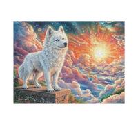 Sunset Snow White Wolf 500-piece Jigsaw Puzzle Set For Adults Teens 14+ Logic Skill Indoor Game Family Game Night Summer Paperboard 500 PCS