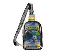 Sunset Soccer Net Blue Pattern Clear Sling Bag Clear Crossbody Backpack