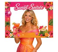 Sunset Soiree Photo Booth Frame Prop Tropical Birthday Party Decor Pink
