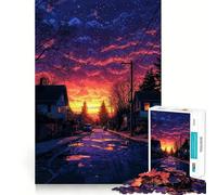Sunset Street Scene 1000 Pieces Puzzles for Teenagers Boost Recall Relaxing Fun Accurate Edge Thoughtful Gift (50x75cm)
