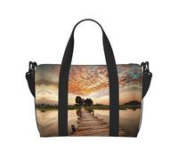 Sunset Stunning Lake Bridge Print Italy Flag Print Versatile Handbag for Travel,Hand-Held Crossbody Travel Bag for Your Every Need