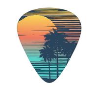 Sunset Summer With Tropical Tree Guitar Pick 12 Packs For Bass Electric Acoustic Guitar Unique Gift For Music Lover