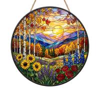Sunset Suncatcher, Acrylic Stained Glass Sun Catchers for Windows & Walls, Autumn Twilight Garden Ornament Outdoor, Natural Aesthetics Hanging Decor for Garden, Fence and Home