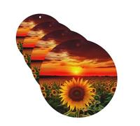 Sunset Sunflower Car Air Freshener Cards for Women Men 4 Pack Cute Car Accessories Long Lasting Scent Car Diffuser Hanging Auto Aromatherapy Tablets Car Fresheners Gifts