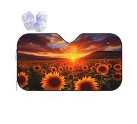 Sunset Sunflower Car Windscreen Sun Shade Farm Flower Heat Reflective Sunshade Folding Foil Sun Visor Car Windshield Window Universal Fit for Sedans SUV Van M