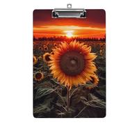 Sunset Sunflower Clipboard, A4 Acrylic Clipboard with Hanging Hole, Ultra-Light Clip Board - Holds 100 Sheets, Shatterproof Document Holder for Office, 12.5" X 8.5"
