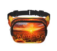 Sunset Sunflower Double Layer Waist Bag Pack Farm Bum Bag Fanny Pack for Men Women, Adjustable Belt Bag for Travel Hiking Running Cycling Festival