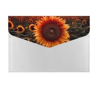 Sunset Sunflower File Folder 6-Pocket, Waterproof Accordion File Organizer with Snap Closure, Expanding Document Holder for Office, Home