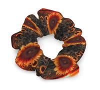 Sunset Sunflower Hair Scrunchies for Women No Damage, Soft Elastic Hair Ties with Fashionable Printed Patterns, Satin Scrunchy Hairbands for Ponytail, Bun, Workout & Sleep