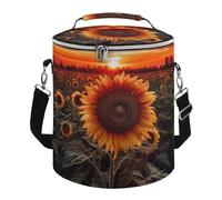 Sunset Sunflower Lunch Bag, 15L Portable Leakproof Picnic Basket with Shoulder Strap, Insulated Picnic Cooler Bag for Camping, Beach, Hiking & Groceries