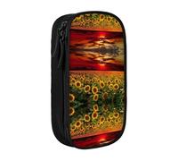 Sunset Sunflower Print Pencil Case Coin Key Card Bag Purse Large Pen Pouch for Kids Boys School Office