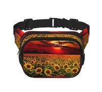 Sunset Sunflower Square Double Layer Waist Bag Belt Fanny Pack Purse with Adjustable Strap, Running, Travel, Hiking