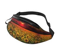 Sunset Sunflower Unisex Sport Casual Crossbody Sling Bag, Lightweight Adjustable Chest Pack with Headphone Jack, Durable Polyester Fabric (All-Over Print)