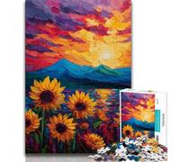 Sunset Sunflowers JigsawPuzzle 1000 Pieces for Adults,Decompressing Intellectual Educational Toy Birthday Present,Gifts,Wall Art (38x26cm)