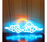 Sunset Sunrise Neon Sign Dimmable anime cloud Led Signs for Wall Decor Room Decor Bedroom Anime-themed for Men cave Office Bar Birthday Party Christmas(Ice Blue Orange)