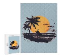 Sunset Surfing Fun Wooden Picture Vertical Version Puzzle Creative Gift Wood Jigsaw for Adults And Family Game