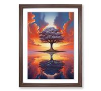 Sunset Surrealism Framed Print | A2 Walnut Framed Wall Art | Ready to Hang | Surrealist Landscape Picture | Living Room Bedroom Lounge Office