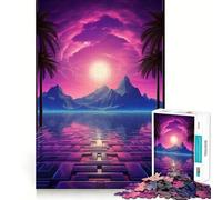 Sunset Synthwave Harmony 1000 Piece Jigsaws for Teenagers Puzzle Wise Think Toy Simple Fun Tight Cut Santa Wish Pick (50x75cm)