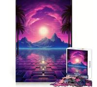 Sunset Synthwave Harmony 1000 Piece Jigsaws for Teenagers Puzzle Wise Think Toy Simple Fun Tight Cut Santa Wish Pick (50x75cm)