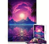 Sunset Synthwave Harmony Teenager Jigsaw Puzzles 1000 Pieces Memory Boost Home Activity Pattern Assembly Perfect Present (38x52cm)