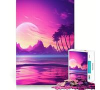 Sunset Synthwave Symphony Jigsaw Puzzles for Teenagers 1000 Brain Workout Toy Simple Fun Image Assembly Cherished Gift (38x26cm)