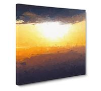 Sunset Through the Clouds Canvas Print | Gallery Wrapped 30mm Frame Wall Art | 20x20 inches | Ready to Hang | Abstract Landscape Picture | Living Room Bedroom Lounge Office