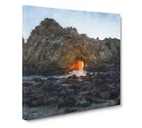 Sunset Through The Rock In California Canvas Print | Gallery Wrapped 30mm Frame Wall Art | 20x20 inches | Ready to Hang | Modern Landscape Picture | Living Room Bedroom Lounge Office