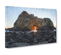 Sunset Through The Rock In California Canvas Print | Gallery Wrapped 30mm Frame Wall Art | 30x20 inches | Ready to Hang | Modern Landscape Picture | Living Room Bedroom Lounge Office