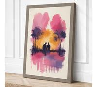 Sunset Together Romantic Canvas Wall Art Print 30x20 Inch