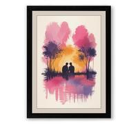Sunset Together Romantic Framed Wall Art Print A1 (84.1×59.4cm) Black, Wall Decor for Living Room, Bedroom, Office & Home, Ready to Hang, Art Gift