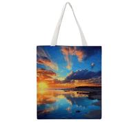 Sunset Tote Bag, Aesthetic Canvas Tote Bag Reusable Grocery Shopping Bag for Women Men