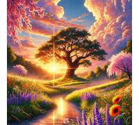 Sunset Tree River Jigsaw Puzzle 300 Pieces 35x35cm/14x14inch, Difficult jigsaw puzzles for Adults 300, Beautiful Art work, Great Festive Puzzle Gift for Men/Women