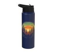Sunset Trees Nature Forest Outdoor Wildlife Landscape Retro Stainless Steel Insulated Water Bottle