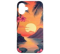 Sunset Tropical Beach Flora Paradise Island Vacation Nature Case for iPhone 16 Plus