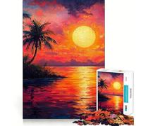Sunset Tropical Island Jigsaw Puzzles for Teenagers 1000 Pieces Raise Memory Slow Enjoy Clean Edge (38x26cm)