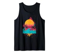 Sunset Tropical Vibe Retro Synthwave Pink Yellow Graphic Tank Top