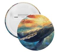 Sunset U.S. Flag Ocean Novelty Brooches & Pins Tinplate Personalised Lapel Badge for Men Women