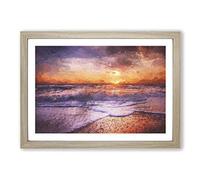 Sunset Upon The Beach in Denmark in Abstract Framed Print | A2 Oak Framed Wall Art | Ready to Hang | Abstract Beach Picture | Living Room Bedroom Lounge Office