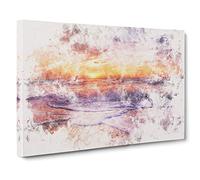 Sunset Upon the Beach in Denmark Watercolour Canvas Print | Gallery Wrapped 30mm Frame Wall Art | 30x20 inches | Ready to Hang | Coastal Seascape Picture | Living Room Bedroom Lounge Office