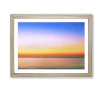 Sunset Upon The Horizon In Abstract Modern Art Framed Print | A2 Oak Framed Wall Art | Ready to Hang | Abstract Landscape Picture | Living Room Bedroom Lounge Office