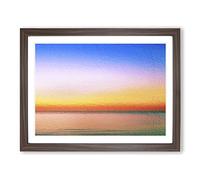 Sunset Upon The Horizon In Abstract Modern Art Framed Print | A4 Walnut Framed Wall Art | Ready to Hang | Abstract Landscape Picture | Living Room Bedroom Lounge Office