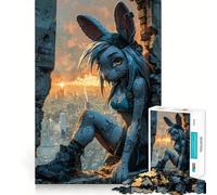 Sunset Urban Rabbit Jigsaw Puzzles 1000 Pieces for Teenagers Think Game Peaceful Time Quality Edge Perfect Present (38x26cm)